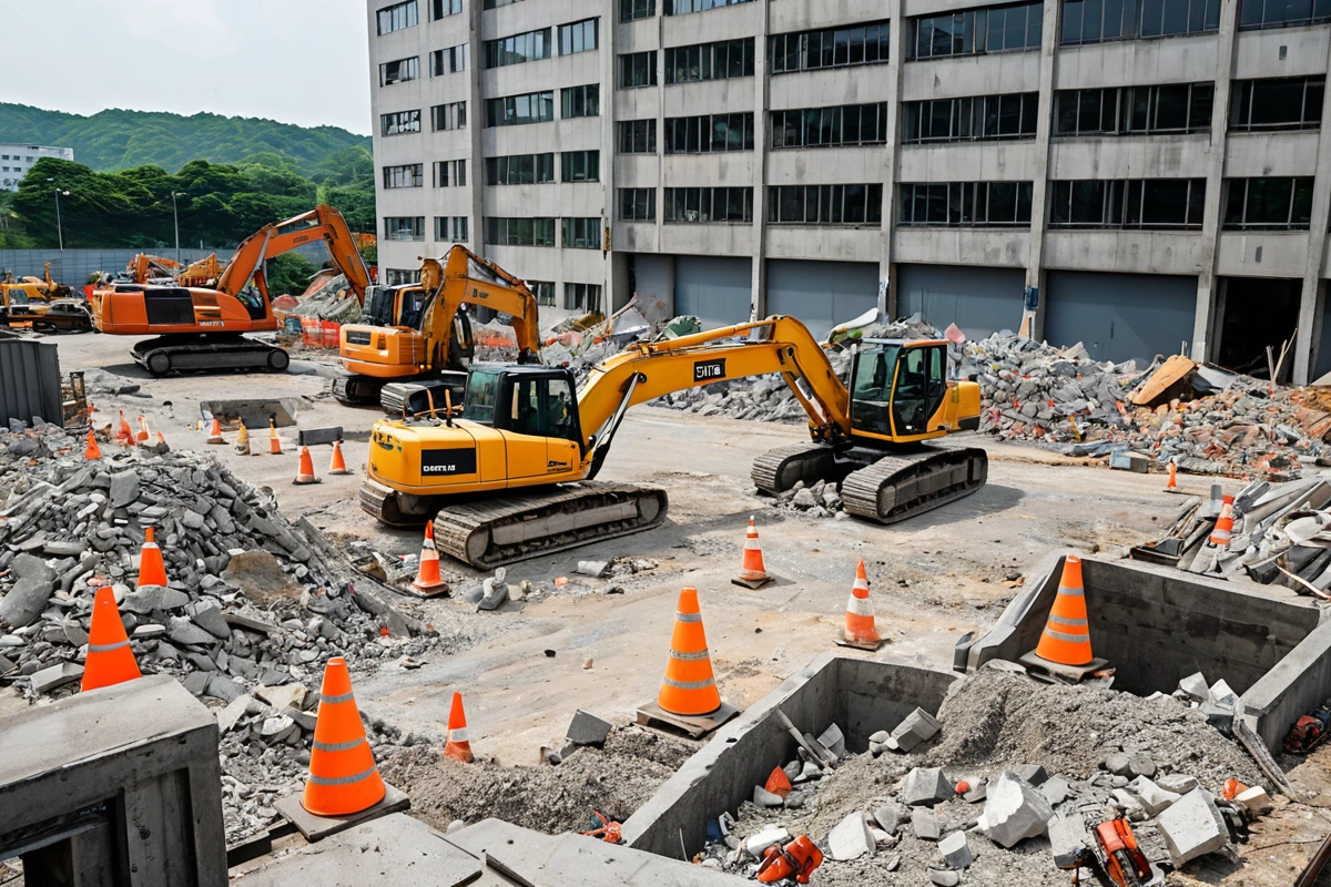 상남동 사무실 철거, 안전한 절차로 비용 절감하는 3가지 방법, 철거 비용 절감을 위한 안전 절차 관련 실제 현장을 담은 사실적인 사진, 사람(인물)이 전혀 등장하지 않게 합니다.